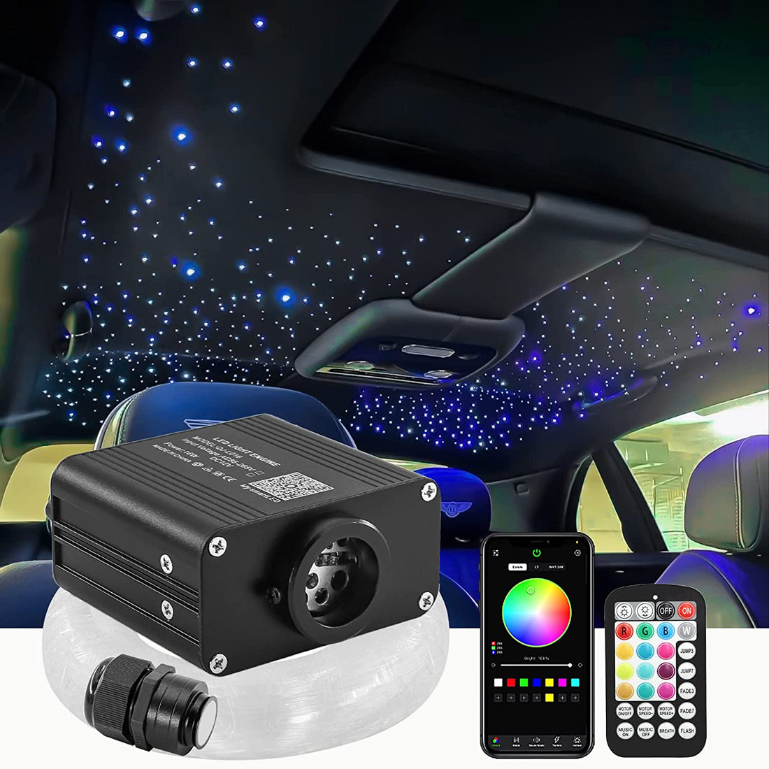 16W RGBW Twinkle LED Fiber Optic Lights for Car Truck's Headliner with Bluetooth APP Control | STARLIGHTheadliners.shop