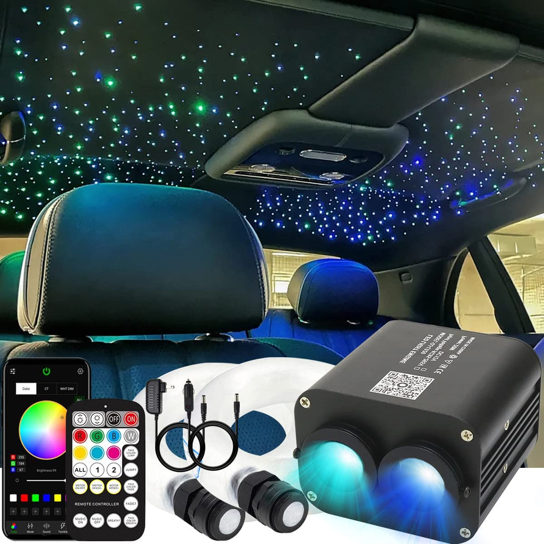 20W Dual Head RGBW Twinkle Mercedes Star Roof Kit for Mercedes Benz | StarlightHeadliners.shop