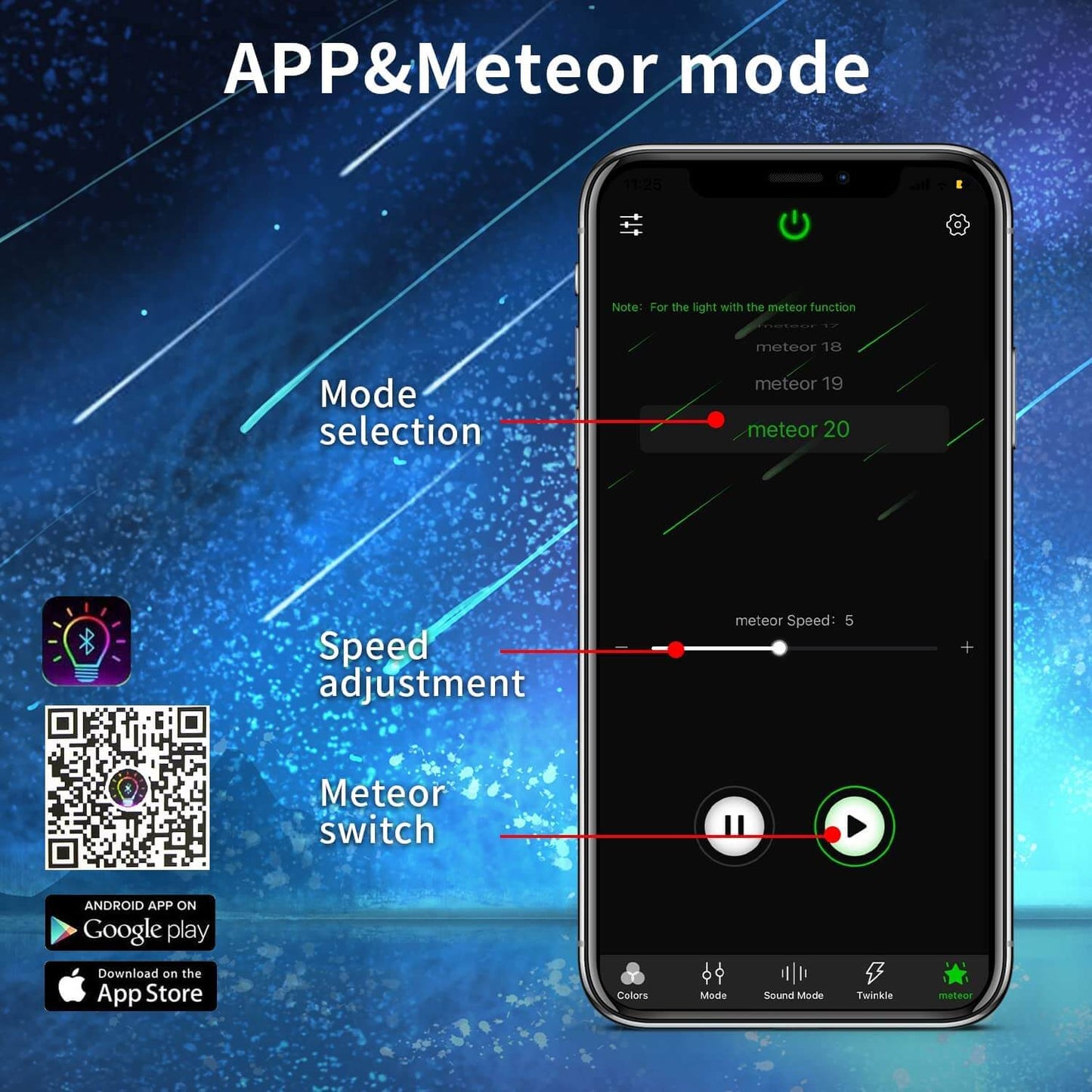 Bluetooth APP for 9W White Rolls Royce Roof Lights with Shooting Stars | STARLIGHTheadliners.shop