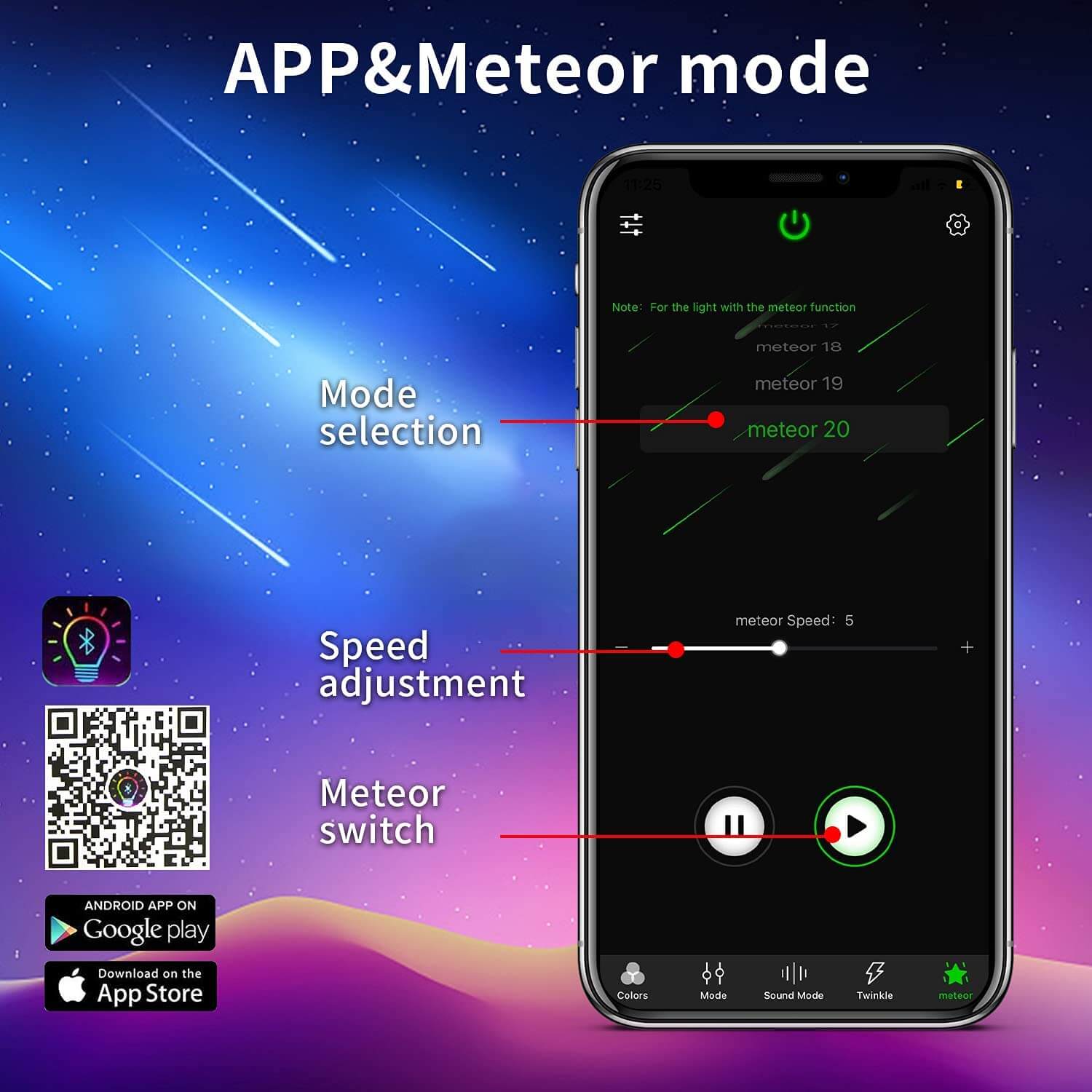 Bluetooth APP Control for 3W White Shooting Star Headliner Kit | STARLIGHTheadliners.shop