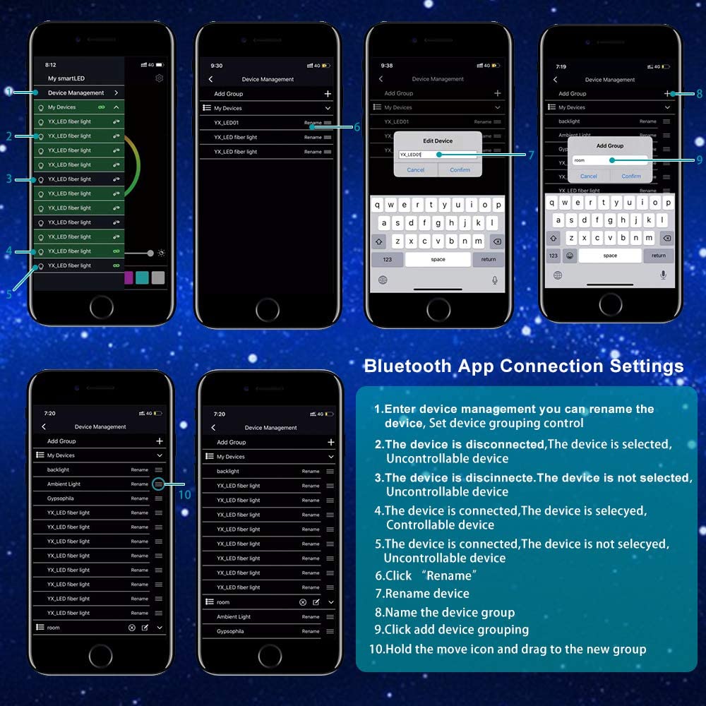 Bluetooth APP Settings for 16W RGBW Rolls Royce Roof Lights | STARLIGHTheadliners.shop