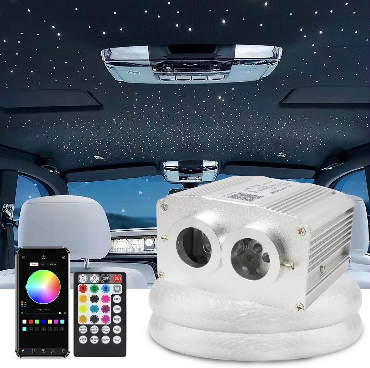 2x8W Twinkle RGBW Rolls Royce Ceiling Stars with Fiber Optic for Car Truck & Home Rooms | STARLIGHTheadliners.shop