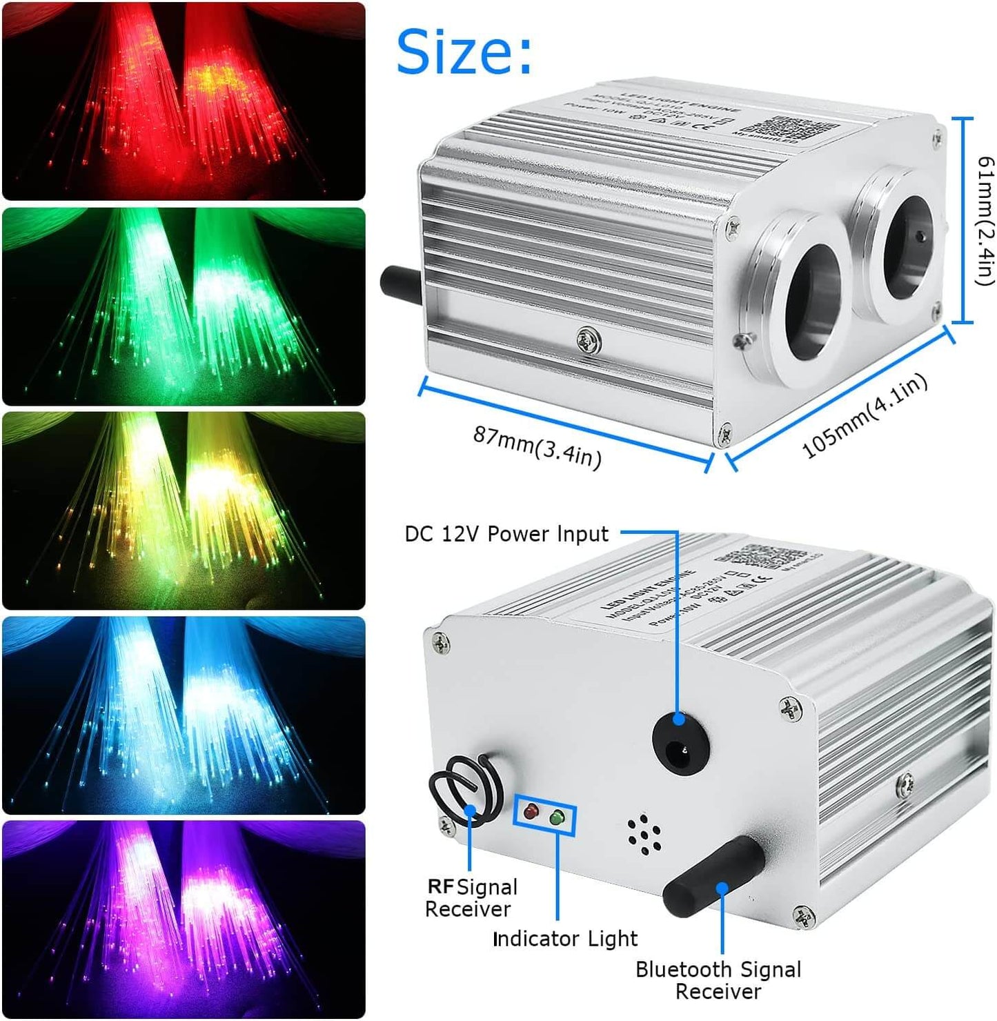 2x8W Twinkle RGBW Rolls Royce Ceiling Stars with Fiber Optic for Car Truck & Home Rooms